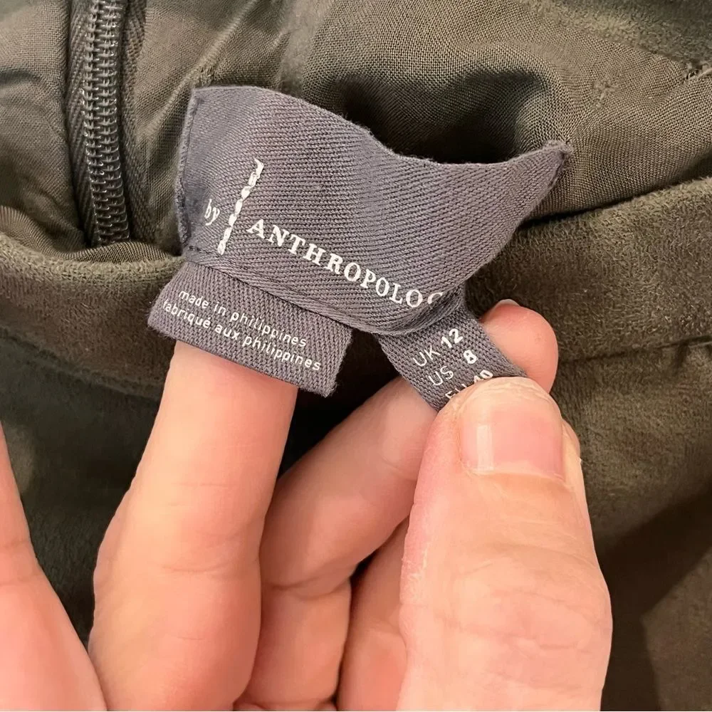 Anthropologie Roxanna Sueded Mini Skirt in Moss Green size 8